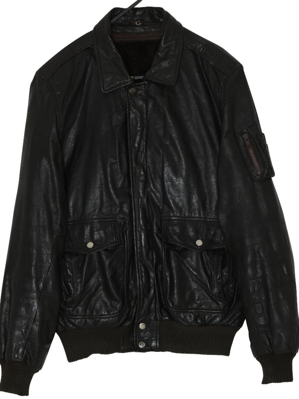 1985–1995 Leather Flight Jacket, Ribbed Knit Termination, West Germany